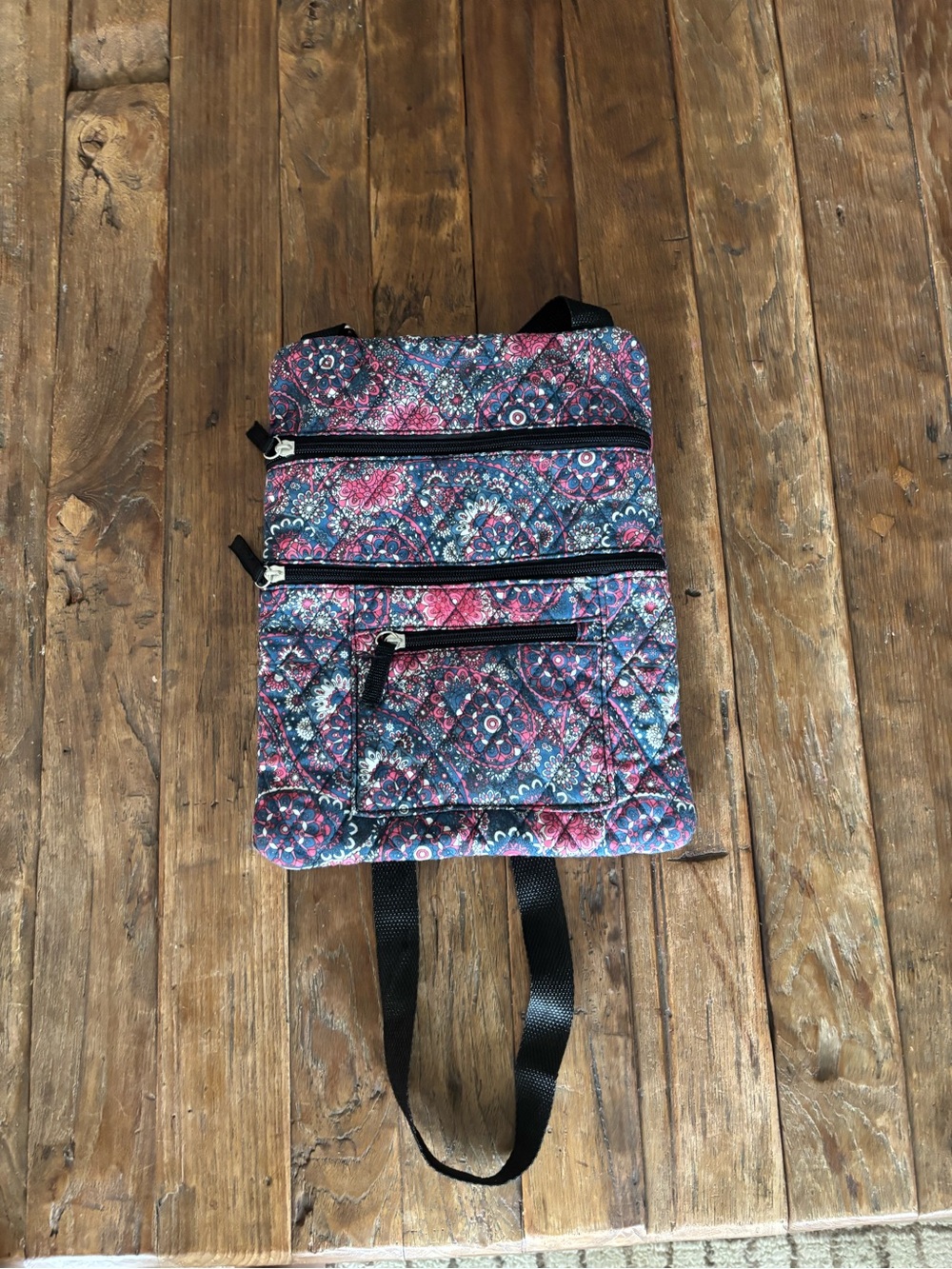 Vera Bradley Quilted Floral Crossbody Backpack in Pink and Blue